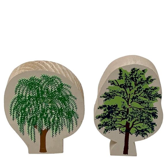 Wooden Trees Village Figurines Mini Accessory About 4" High - Picture 2 of 11